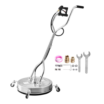 22-Zoll-Hochdruckreiniger für Flächen, Edelstahl-Aufsätze mit 4 Rädern, max. 4500 PSI, 3/8-Zoll-Schnellanschluss, 2 Sprühdüsen, Doppelgriff, für Beton, Terrasse und Gehweg