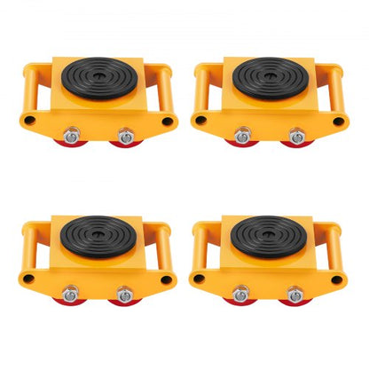 4PCS Machinery Skate Dolly, 17637LBS/8T Industrial Machinery Mover, Heavy Duty Carbon Steel Machinery Moving Skate with 4 PU Wheels and 360° Rotation Non-Slip Cap for Warehouse Workshop Factory