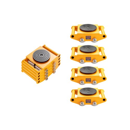 4PCS Machinery Skate Dolly, 11999.8 kg Industrial Machinery Mover, Heavy Duty Carbon Steel Machinery Moving Skate & 4 Carbon Steel Wheels and 360° Rotation Non-Slip Cap for Warehouse, Factory