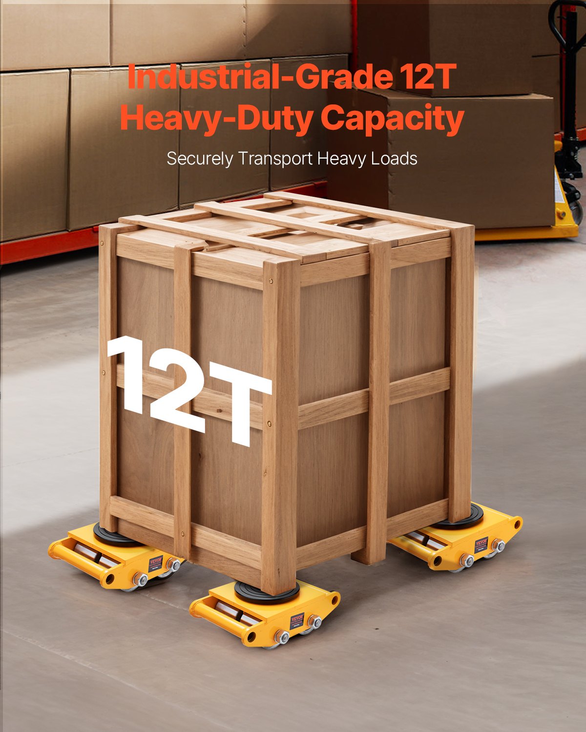 4PCS Machinery Skate Dolly, 11999.8 kg Industrial Machinery Mover, Heavy Duty Carbon Steel Machinery Moving Skate & 4 Carbon Steel Wheels and 360° Rotation Non-Slip Cap for Warehouse, Factory