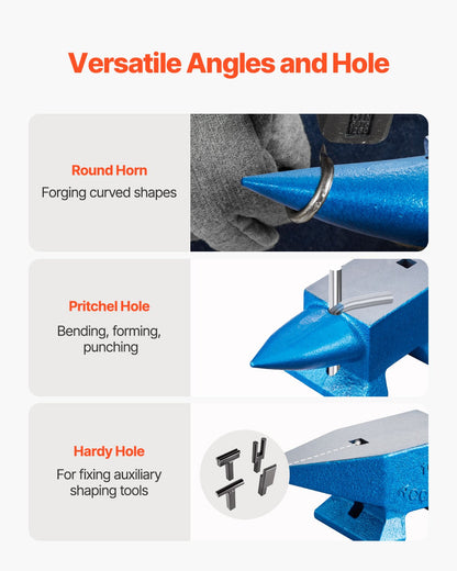 Einhorn-Amboss, 10 kg, Stahlamboss, Schmiedewerkzeug zu verkaufen, Schmiedestahlwerkzeuge mit runden und quadratischen Löchern, robuster Amboss für Schmiede, Juweliere, langlebiges und robustes Metallbearbeitungswerkzeug