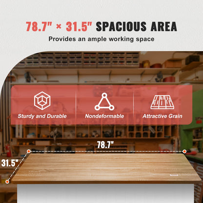 Tischplatte, 78,7" x 31,5" x 1", 220,5 lbs Tragkraft, universelle einteilige Spanplatten-Tischplatte für höhenverstellbare elektrische Stehschreibtische, rechteckige Arbeitsplatte für Zuhause und Büro