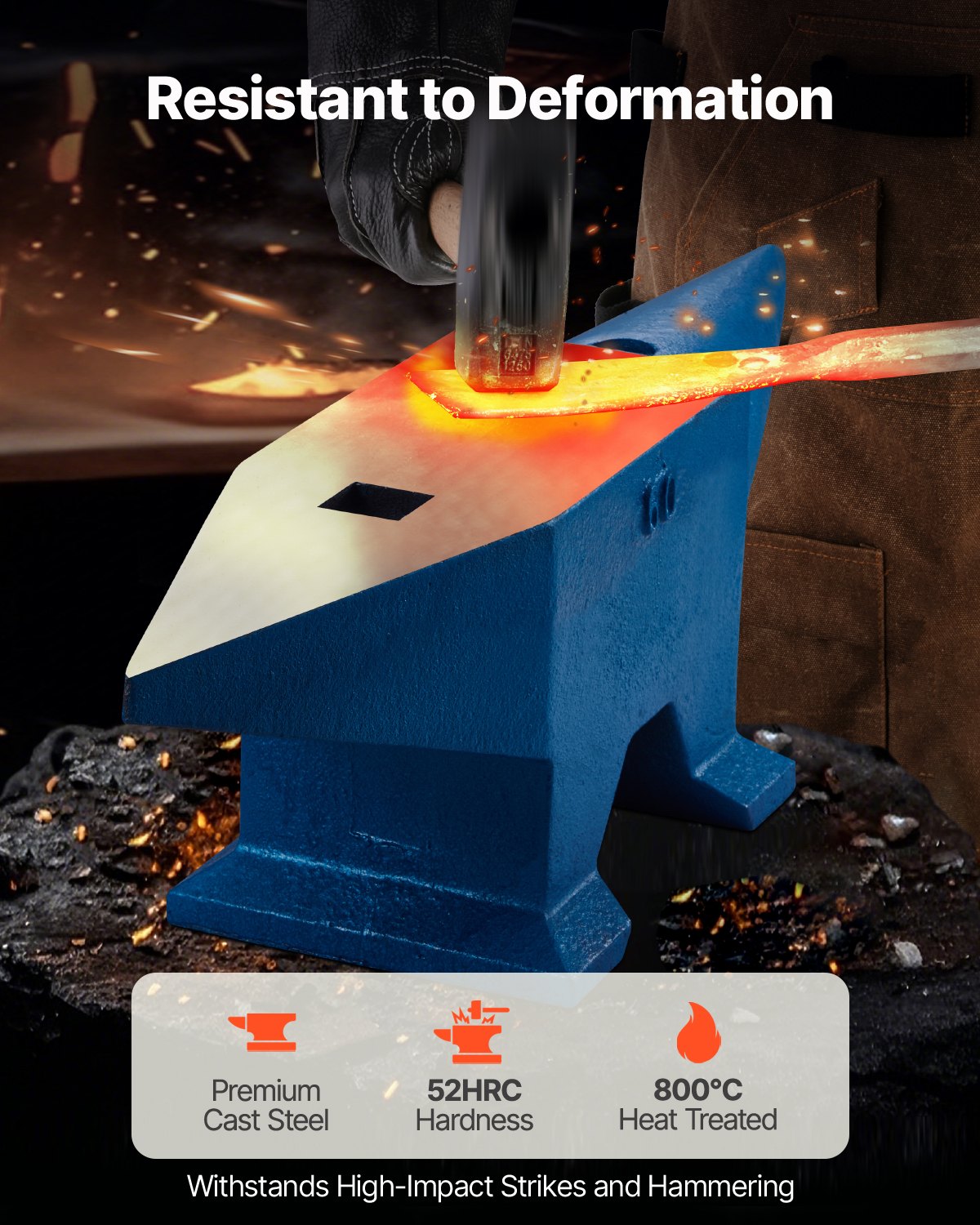 Einhorn-Amboss, 60 kg, Gussstahl, Schmiedewerkzeug zu verkaufen, Schmiedestahlwerkzeuge mit runden und quadratischen Löchern, robuster Amboss für Schmiede und Juweliere, langlebiges und robustes Metallbearbeitungswerkzeug