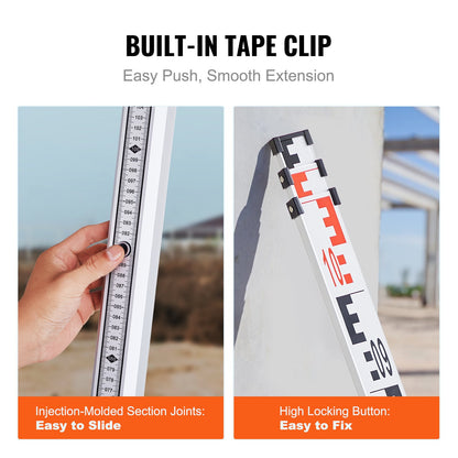 Messlatte aus Aluminium, 3 m metrische Teleskopmesslatte, doppelseitige Skala in cm/mm, Nivellierlatte aus Aluminiumlegierung mit Libelle und Tragetasche zum Messen von Häusern, Wänden und Böden
