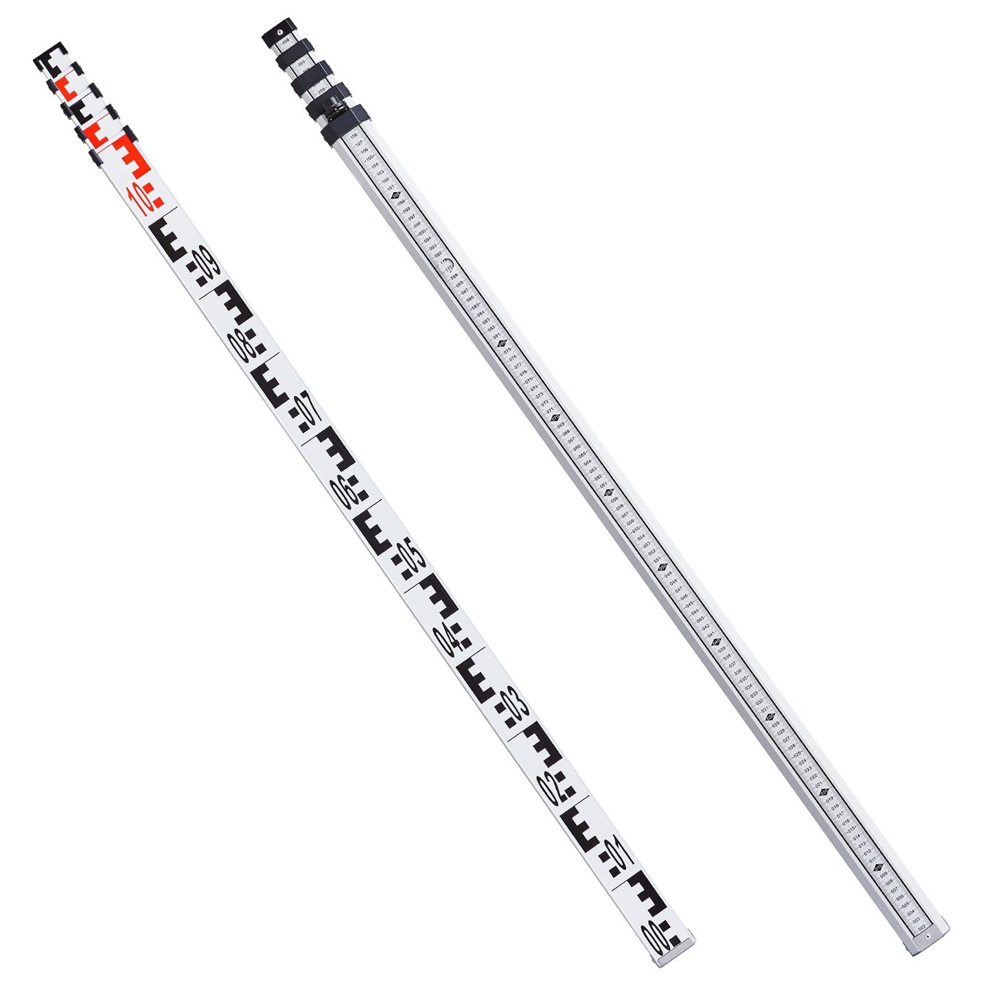 Aluminum Grade Rod, 5M Metric Telescopic Measuring Rod, Double-Sided Scale in CM/MM Leveling Rod Stick,Aluminum Alloy Survey Rod with Bubble Level &Carrying Bag for Measuring Houses,Walls,Floors