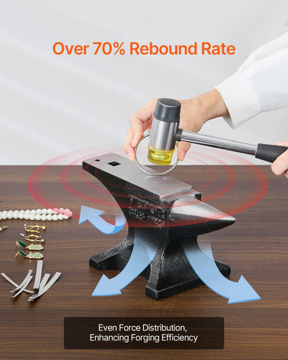 Single Horn Anvil, 25lbs Cast Steel Anvil, High Hardness Rugged Round Horn Anvil for Blacksmiths, with Stable Base, Metal Working Tool for Metal Bending, Shaping, Twisting, Craft Projects