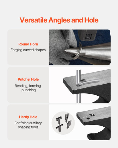 Single Horn Anvil, 25lbs Cast Steel Anvil, High Hardness Rugged Round Horn Anvil for Blacksmiths, with Stable Base, Metal Working Tool for Metal Bending, Shaping, Twisting, Craft Projects