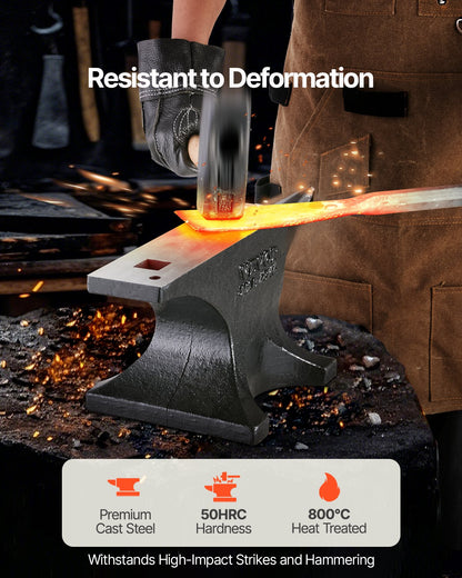 Einhornamboss, 25 kg schwerer Gussstahlamboss, robuster Rundhornamboss aus hochhartem Stahl für Schmiede, mit großer Arbeitsfläche und stabilem Sockel, Metallbearbeitungswerkzeug zum Biegen, Formen und Verdrehen von Metall