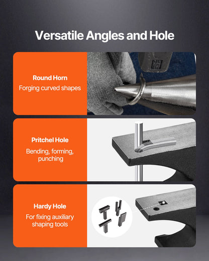 Einhornamboss, 25 kg schwerer Gussstahlamboss, robuster Rundhornamboss aus hochhartem Stahl für Schmiede, mit großer Arbeitsfläche und stabilem Sockel, Metallbearbeitungswerkzeug zum Biegen, Formen und Verdrehen von Metall