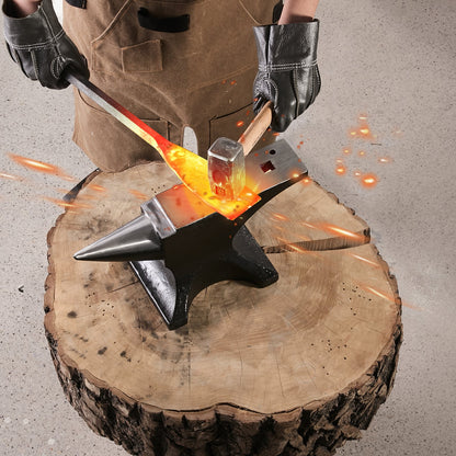 Einhornamboss, 25 kg schwerer Gussstahlamboss, robuster Rundhornamboss aus hochhartem Stahl für Schmiede, mit großer Arbeitsfläche und stabilem Sockel, Metallbearbeitungswerkzeug zum Biegen, Formen und Verdrehen von Metall