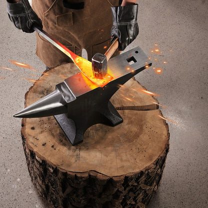 Einhornamboss, 50 kg schwerer Gussstahlamboss, robuster Rundhornamboss mit hoher Härte für Schmiede, mit großer Arbeitsfläche und stabilem Sockel, Metallbearbeitungswerkzeug zum Biegen, Formen und Verdrehen von Metall