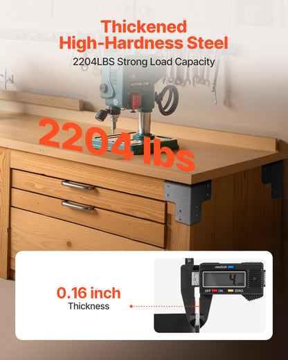 Workbench Corner Bracket Kit, 6.50 x 6.50 x 6.50 inch / 165 x 165 x 165 mm, 2204lbs/1000kg Load Capacity, Heavy Duty Sturdy Steel Angle Brackets with Screws, for Desk Shop Table Platform, 8 Pcs