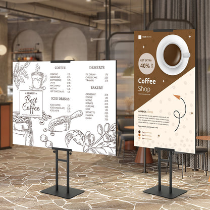 Poster Stand, Adjustable Height Up to 1905 mm, Double-Sided Heavy Duty Pedestal Sign Holder, Floor Standing Sign Holder Banner Stand with Shock-absorbing Base for Display, for Board and Foam, Black