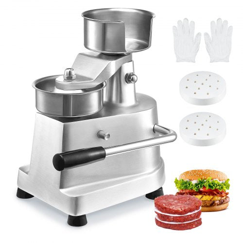 Gewerblicher Burger-Patty-Maker, 100 mm/4 Zoll Hamburger-Rindfleisch-Patty-Maker, robuste Burgerpresse aus lebensmittelechtem Edelstahl, Küchen-Fleischformmaschine mit 1000 Patty-Papieren
