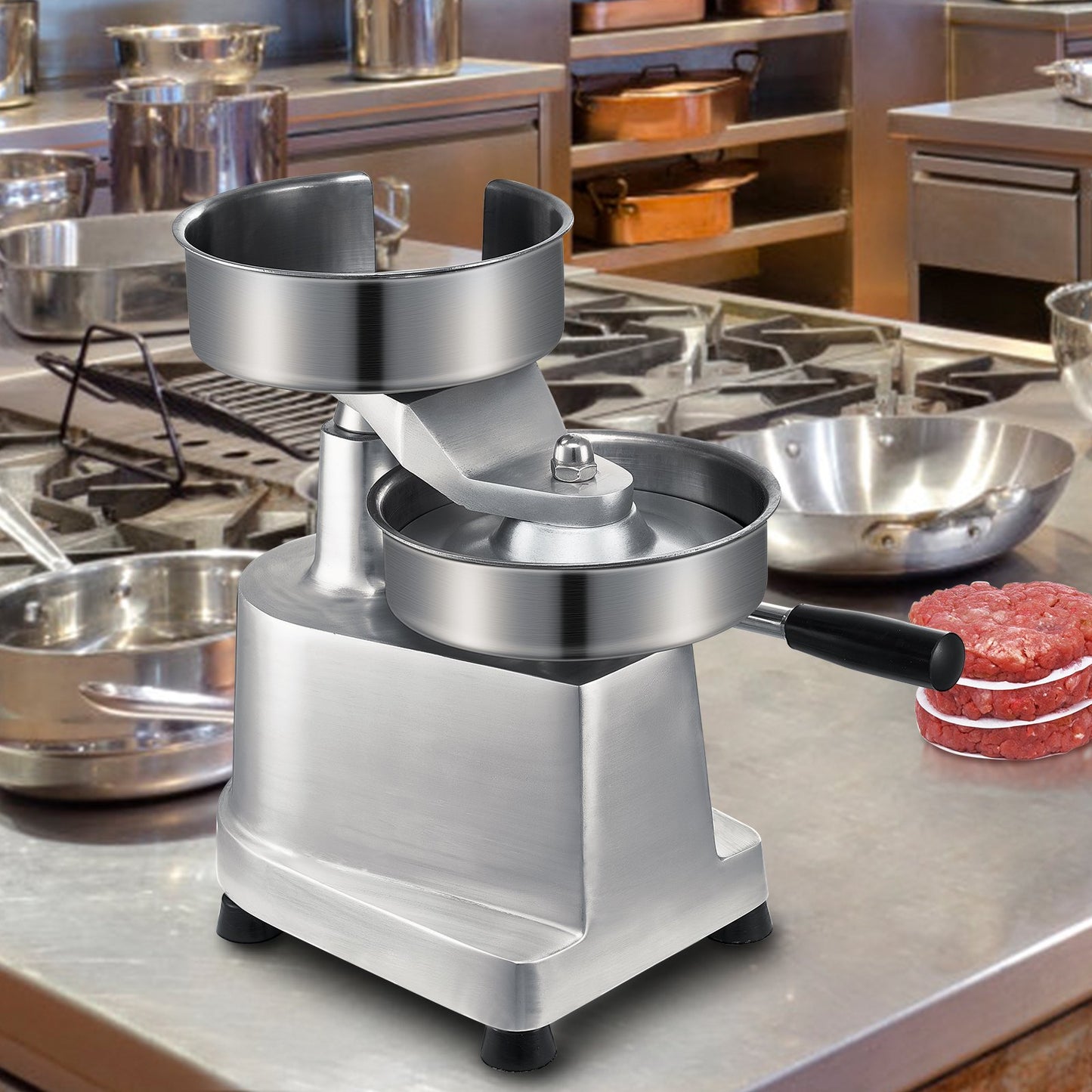 Commercial Burger Patty Maker, 150mm/6inch Hamburger Beef Patty Maker, Heavy Duty Food-Grade Stainless Steel Bowl Burger Press Machine, Kitchen Meat Forming Processor with 1000 Pcs Patty Papers