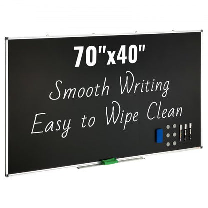 Black Board, 70 x 40 inch Large Chalkboard with Aluminum Frame, Black Boards Dry Erase Includes 1 Magnetic Erase & 3 Dry Erase Markers, Black Surface, for Office Home and School