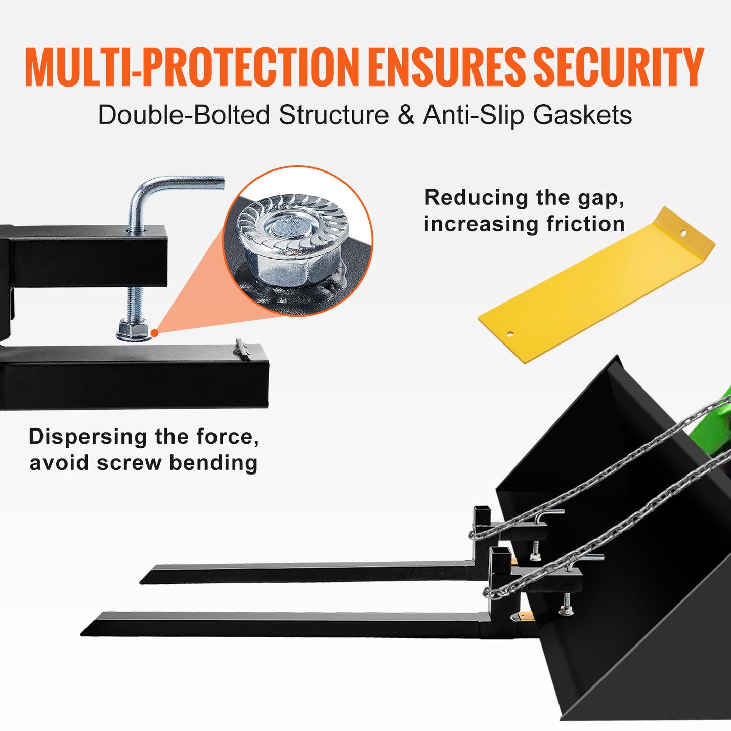 Clamp on Pallet Forks, 907.2 kg Capacity Pallet Forks, 152.4 cm Tractor Bucket Forks, Heavy Duty Front Loader Attachment for Loader Bucket, Tractor, Skid Steer, Tractor Forks for Agriculture and Farm