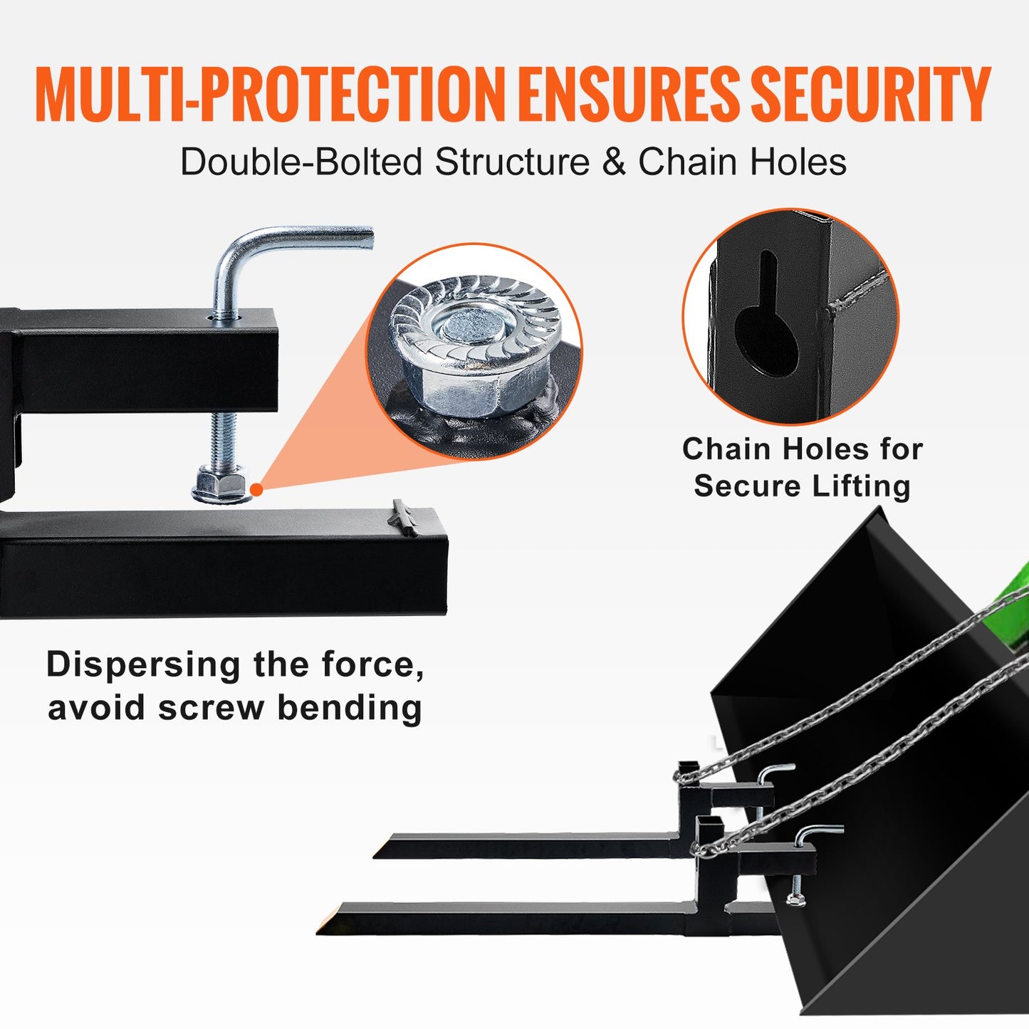 Palettengabeln, 907,2 kg Tragkraft, Klemmgabel für Palettengabeln, 109,2 cm Traktorschaufelgabeln, robustes Frontlader-Anbaugerät für Traktoren, Kompaktlader, Ladeschaufeln, Traktorgabeln für Landwirtschaft und Ackerbau