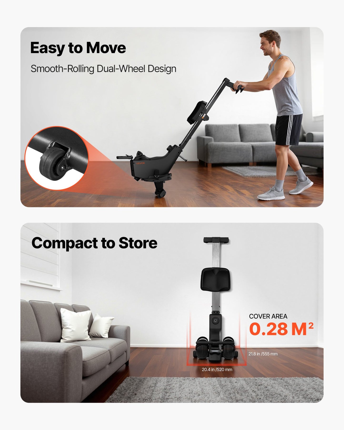 Magnetisches Rudergerät, 16-stufiger, leiser Widerstand einstellbar, klappbar, für Zuhause, bis 158 kg Belastbarkeit, mit leichtgängigem Rollensystem, Bluetooth-App-kompatibel und LCD-Monitor