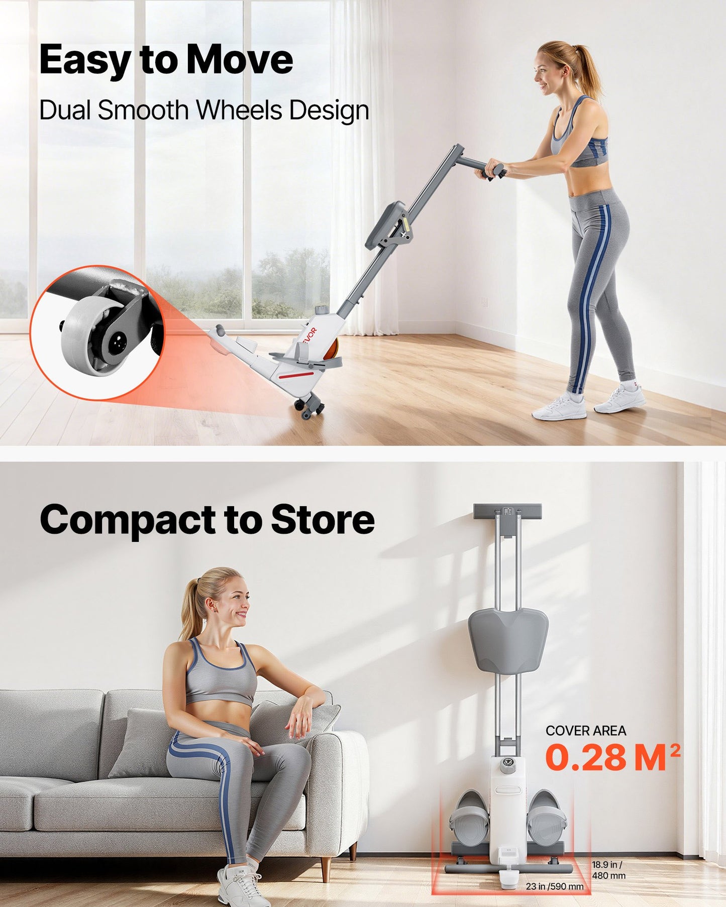 Magnetisches Rudergerät, 16-stufig einstellbarer, leiser Widerstand, klappbar, für Zuhause, bis 158 kg Belastbarkeit, mit Doppel-Gleitschiene, Bluetooth-App-kompatibel und LCD-Monitor