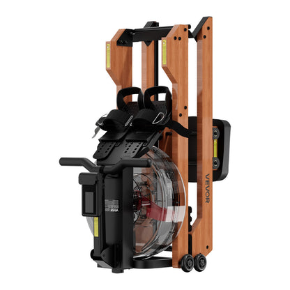 Wasser-Rudergerät, 6 leise Widerstandsstufen, faltbares Rudergerät aus Holz mit 14-Liter-Wassertank und LCD-Monitor, Bluetooth-App-kompatibel, maximale Belastbarkeit 158 ​​kg, immersives Rudergerät für Zuhause