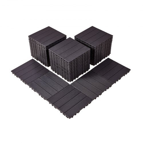 Verbund-Terrassenfliesen, 54er-Pack, 30,5 x 30,5 cm (54 Quadratfuß), wasserfest, für den Außenbereich, wetterfest, geeignet für Terrasse, Veranda, Poolbereich, Balkon und Garten, dunkelbraun