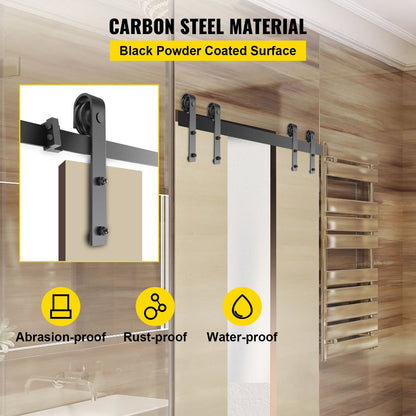 Sliding Barn Door Hardware Kit, 11FT Barn Door Kit, 330LBS Load-Bearing Double Barn Door Hardware Kit, Carbon Steel Barn Door Track, Darn Door for 1.57-1.77" Thickness & 5.5FT Wide Door Panel