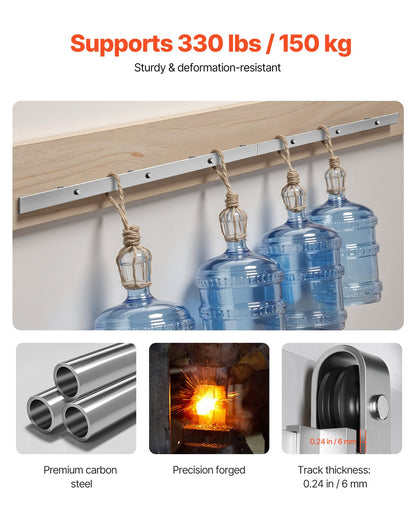 8FT Sliding Barn Door Hardware Kit, 330 LBS Weight Capacity, Compatible with 42 to 48 Inches Width & 1-3/8 to 1-3/4 Inches Thickness Single Sliding Barn Door, Durable Track & J-shape Roller