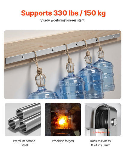 6.6FT Sliding Barn Door Hardware Kit, 330 LBS Weight Capacity, Compatible with 36 to 40 Inches Width & 1-3/8 to 1-3/4 Inches Thickness Single Sliding Barn Door, Durable Track & J-shape Roller