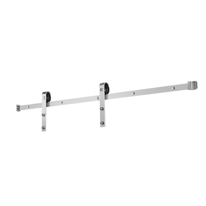 5FT Sliding Barn Door Hardware Kit, 330 LBS Weight Capacity, Compatible with 30 Inches Max Width & 1-3/8 to 1-3/4 Inches Thickness Single Sliding Barn Door, Durable Track & J-shape Roller Silver