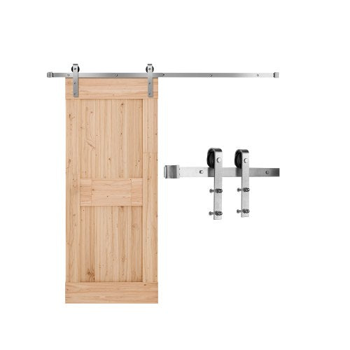 6FT Sliding Barn Door Hardware Kit, 330 LBS Weight Capacity, Compatible with 36 Inches Max Width & 1-3/8 to 1-3/4 Inches Thickness Single Sliding Barn Door, Durable Track & J-shape Roller Silver