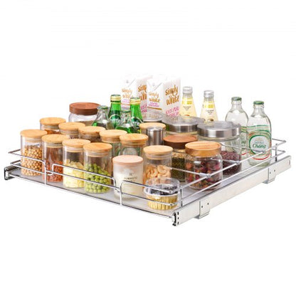 50.8 cm W x 53.3 cm D Pull Out Cabinet Organizer, Heavy Duty Slide Out Pantry Shelves, Chrome-Plated Steel Roll Out Drawers, Sliding Drawer Storage for Home, Inside Kitchen Cabinet, Bathroom, Under Sink