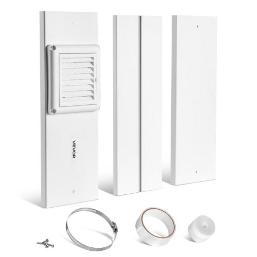 Trocknerentlüftungs-Fensterset, passend für 101,6 mm Abluftschläuche, verstellbare Länge für Schiebefenster unterschiedlicher Höhe, robustes PVC- und PP-Material, doppelter Schutz und mehrlagige Abdichtung