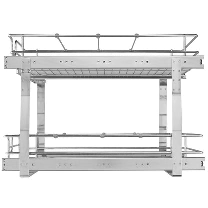 2-stöckiger Auszugsschrank (41 cm x 53,3 cm), robuste Auszugsfächer, verchromte Stahlschubladen, Schubladenaufbewahrung für Küchenschränke, Badezimmerschränke und Spülbeckenunterschränke.