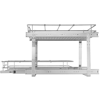 2-stöckiger Auszugsschrank (41 cm x 53,3 cm), robuste Auszugsfächer, verchromte Stahlschubladen, Schubladenaufbewahrung für Küchenschränke, Badezimmerschränke und Spülbeckenunterschränke.