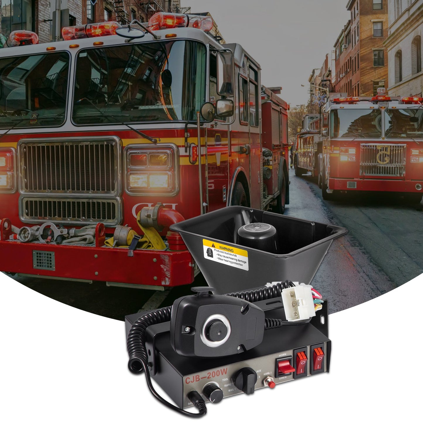 200W Car Warning Alarm Vehicle 7 Sound Loud Warning Alarm Kit MIC System Emergency Fire Siren PA Speaker