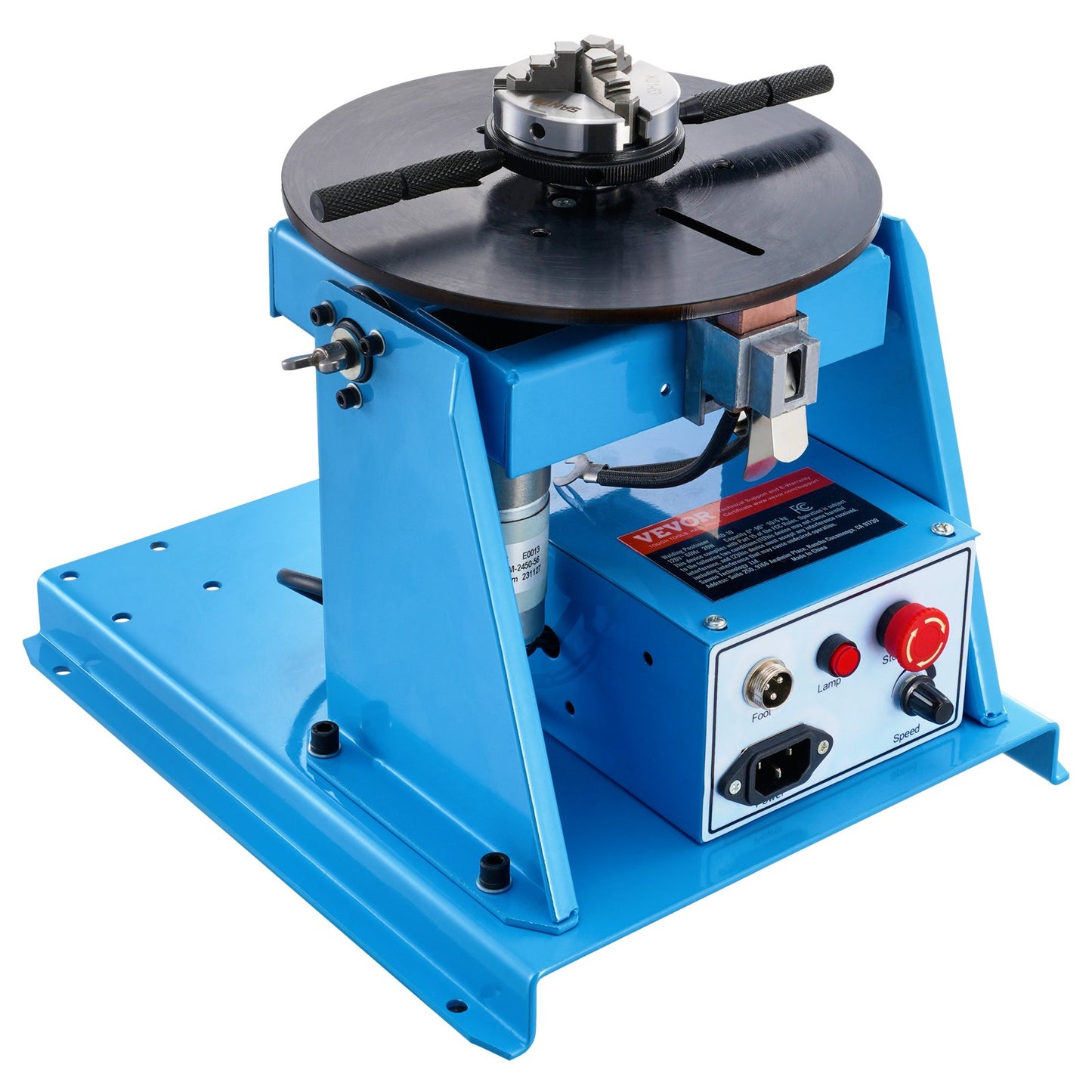 Rotary Welding Positioner 10KG, 0-90° Welding Positioning Turntable Table with 8.1 Inch 3-Jaw Lathe Chuck, 1-12 RPM 20W Portable Welder Positioning Machine for Cutting Grinding Assembly Testing