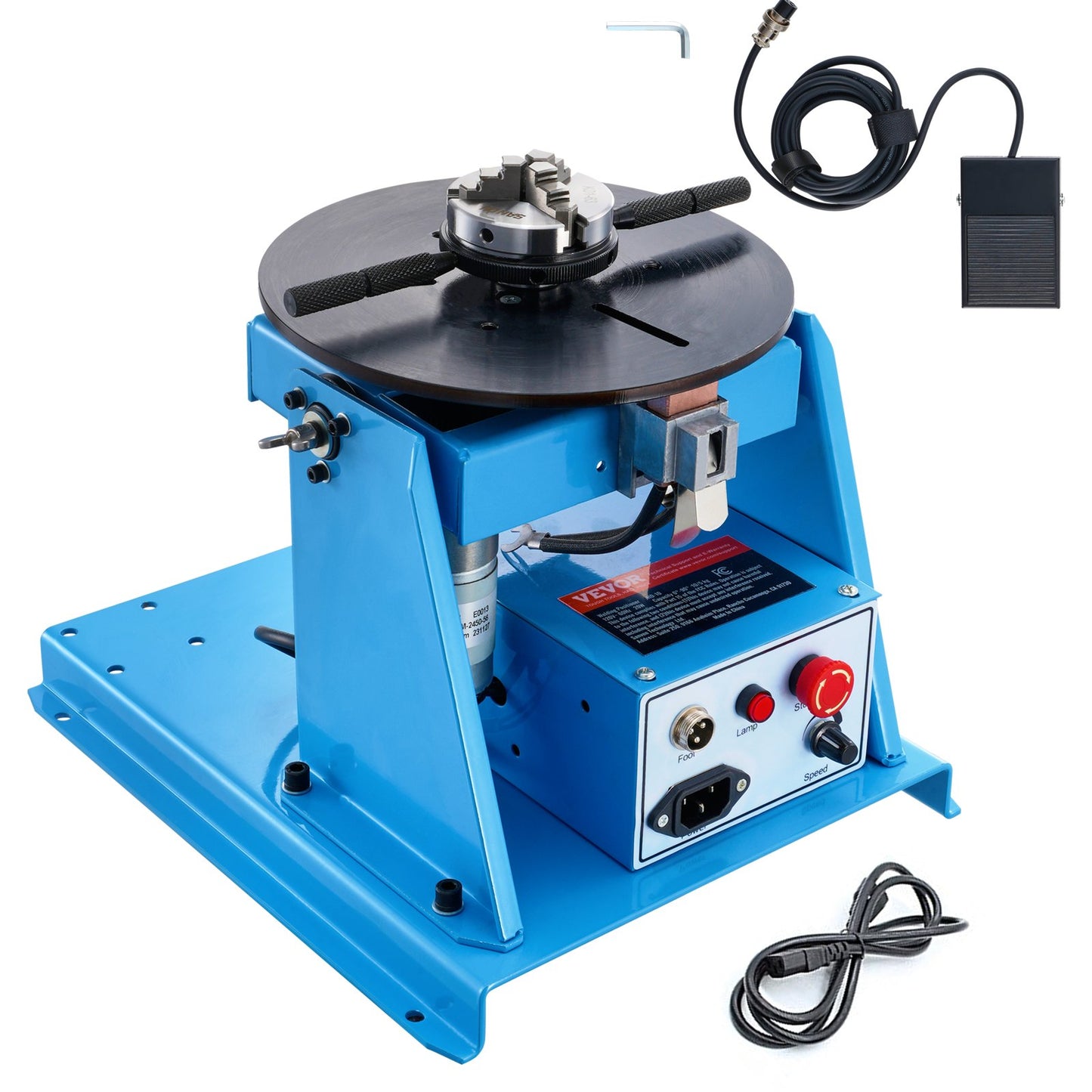 Rotary Welding Positioner 10KG, 0-90° Welding Positioning Turntable Table with 8.1 Inch 3-Jaw Lathe Chuck, 1-12 RPM 20W Portable Welder Positioning Machine for Cutting Grinding Assembly Testing