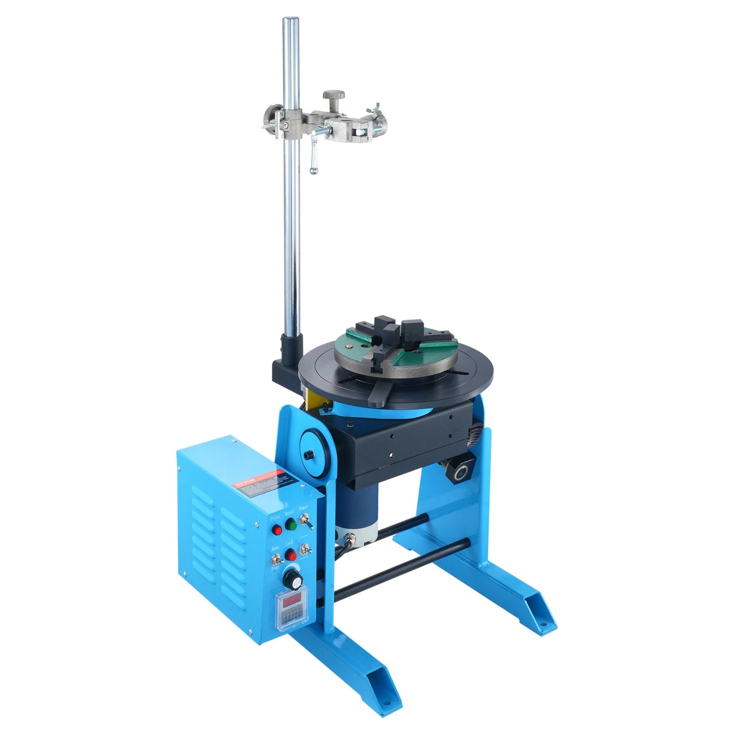 Rotary Welding Positioner 30KG, 0-90° Welding Positioning Turntable Table 1-12RPM 80W, with 12.4 Inch 3-Jaw Lathe Chuck & Welding Torch Stand Holder for Cutting, Grinding, Assembly, Testing
