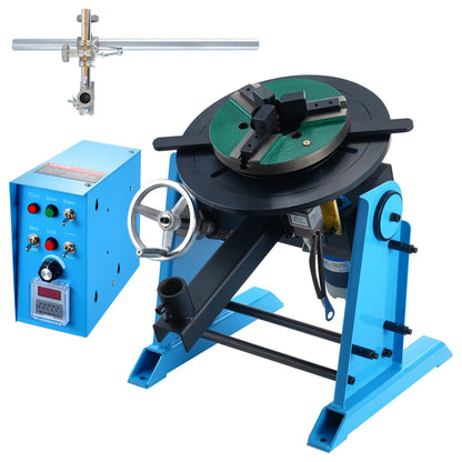 Rotary Welding Positioner 30KG, 0-90° Welding Positioning Turntable Table 1-12RPM 80W, with 12.4 Inch 3-Jaw Lathe Chuck & Welding Torch Stand Holder for Cutting, Grinding, Assembly, Testing