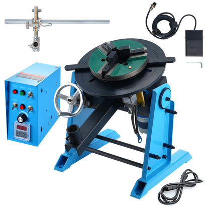 Rotary Welding Positioner 30KG, 0-90° Welding Positioning Turntable Table 1-12RPM 80W, with 12.4 Inch 3-Jaw Lathe Chuck & Welding Torch Stand Holder for Cutting, Grinding, Assembly, Testing