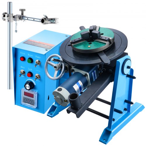 Rotary Welding Positioner 50KG, 0-90° Welding Positioning Turntable Table 0.5-6RPM 120W, with 12.4 Inch 3-Jaw Lathe Chuck & Welding Torch Stand Holder for Cutting, Grinding, Assembly, Testing