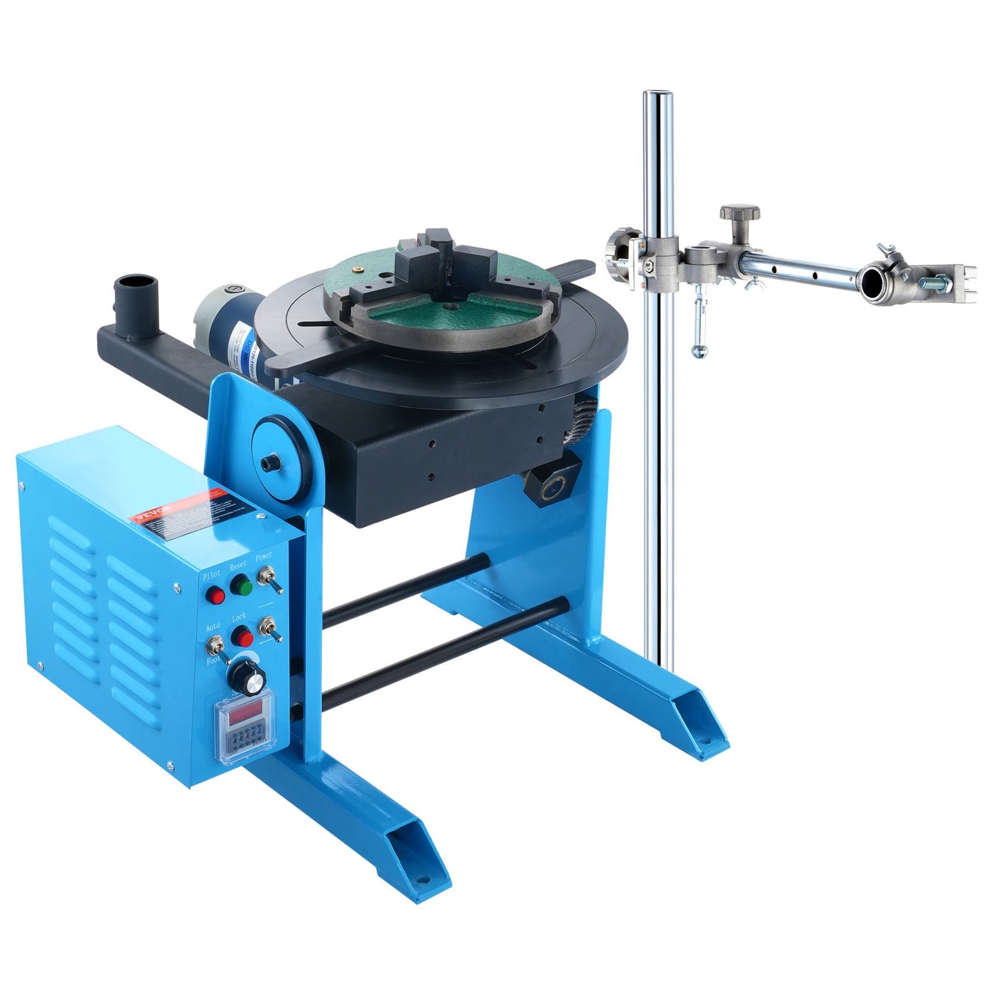 Rotary Welding Positioner 50KG, 0-90° Welding Positioning Turntable Table 0.5-6RPM 120W, with 12.4 Inch 3-Jaw Lathe Chuck & Welding Torch Stand Holder for Cutting, Grinding, Assembly, Testing