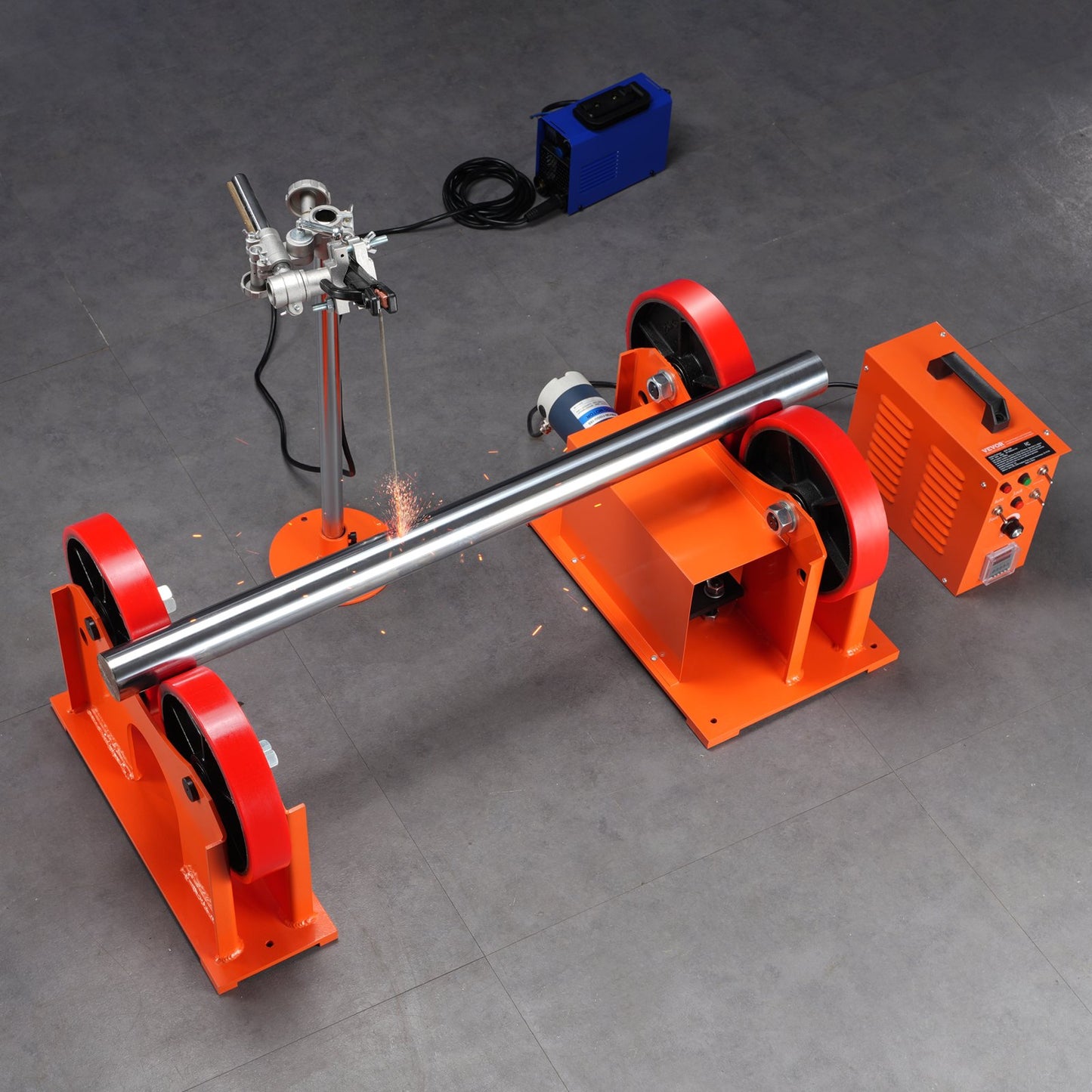 110V Turning Rolls Linkage Roller, 1000KG/2205LBS Loading Welding Turning Roll, 25-1400mm Diameter, 80-1600 mm/min Rotary Welding Positioner & Welding Torch Stand for Welding Equipment Support