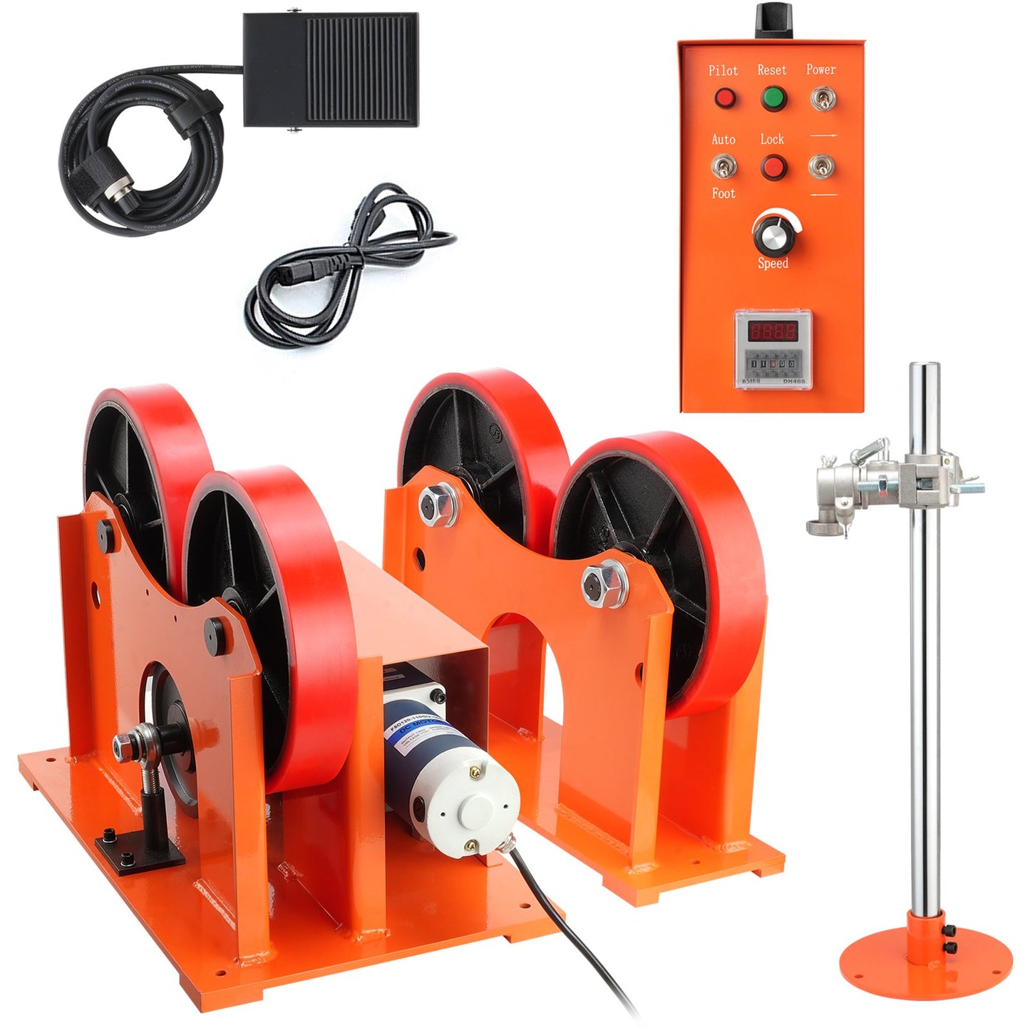 110V Turning Rolls Linkage Roller, 1000KG/2205LBS Loading Welding Turning Roll, 25-1400mm Diameter, 80-1600 mm/min Rotary Welding Positioner & Welding Torch Stand for Welding Equipment Support