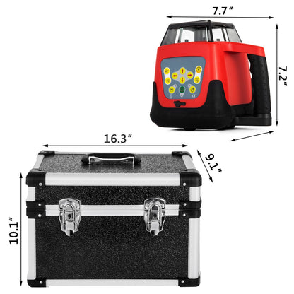 Roter Laser-Nivellierlaser mit drehbarem, selbstnivellierendem Messstrahl, automatischer Messung, Empfänger, Fernbedienung und Tragetasche