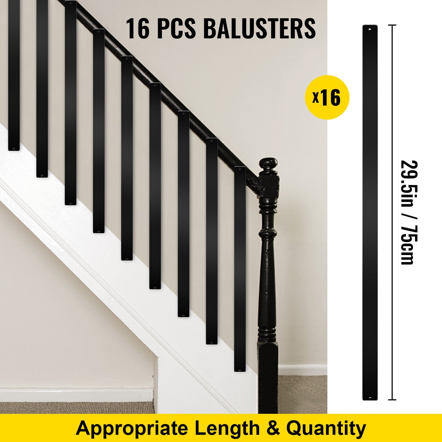 Deck Balusters, 16 Pack Metal Deck Spindles, 29.5\"x1\" Staircase Baluster with Screws, Aluminum Alloy Deck Railing for Wood and Composite Deck, Stylish Baluster for Outdoor Stair Deck Porch