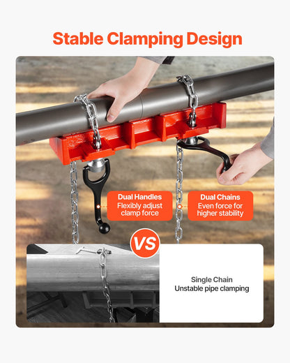 Pipe Welding Vise, 1/2 to 8-inch Pipe Welding Clamp with Dual Chains & Crank Handles, Heavy-Duty Cast Iron Vise for a Variety of Pipes