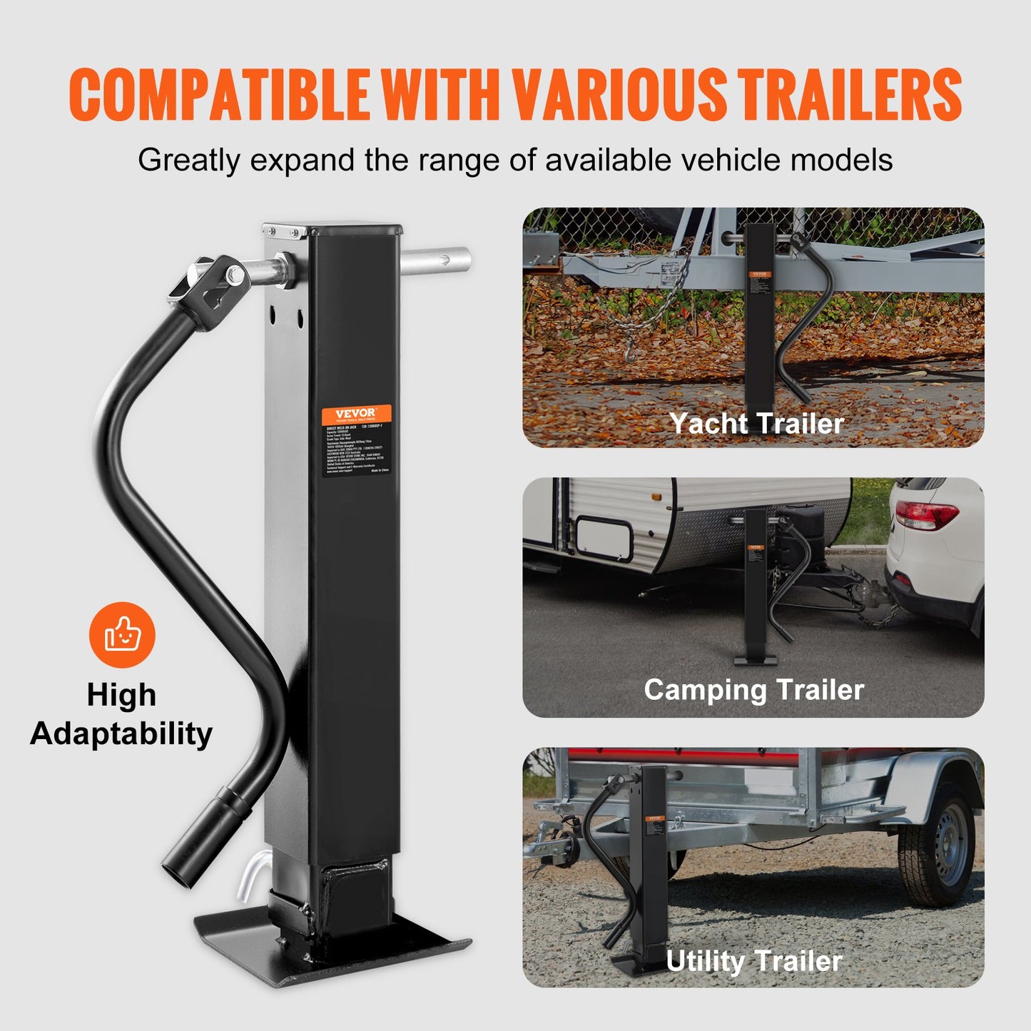 Trailer Jack, Trailer Tongue Jack Welding-on 12000 lb Weight Capacity, Trailer Jack Stand with Handle for lifting RV Trailer, Horse Trailer, Utility Trailer, Yacht Trailer