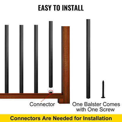 Deck Balusters, 101 Pack Metal Deck Spindles, 26"x0.75" Staircase Baluster With Screws, Aluminum Alloy Deck Railing for Wood and Composite Deck, Square Baluster for Outdoor Stair Deck Porch